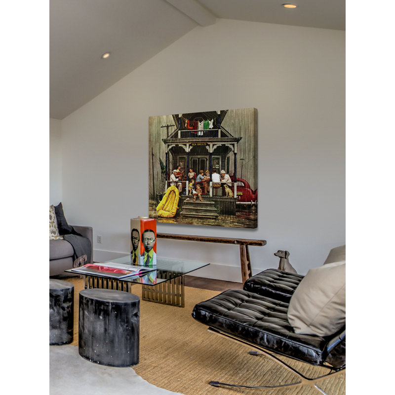 Rainy Day At Beach Rental by Stevan Dohanos - Wrapped Canvas Painting, 46cm H x 46cm W x 4cm D