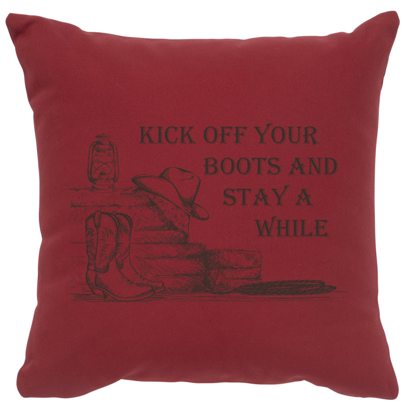 Coussin Wooded River Image - Bottes de démarrage - Brique de coton, Rouge