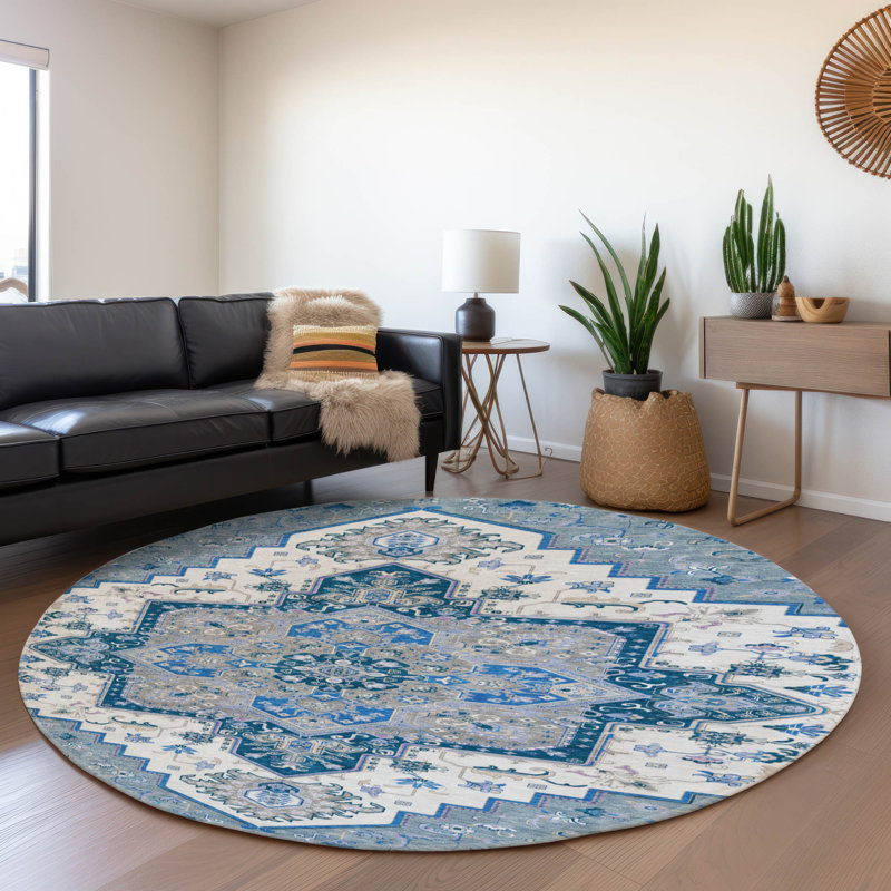 Premium Machine Washable Cossette AMF1036 Oriental Rug, Round 8'