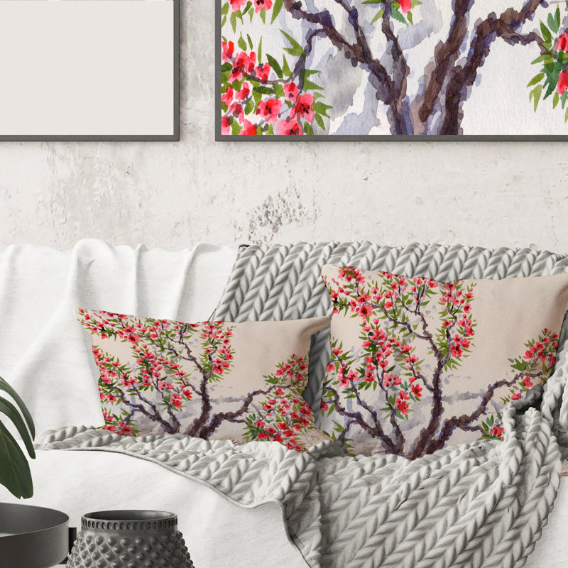 Housse de coussin rectangulaire et insert Flowers on the Blossoming Tree II