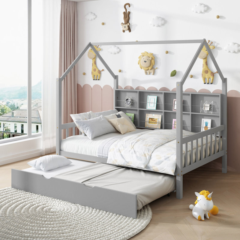 Funkstown Kids Full Platform with Trundle, Gray