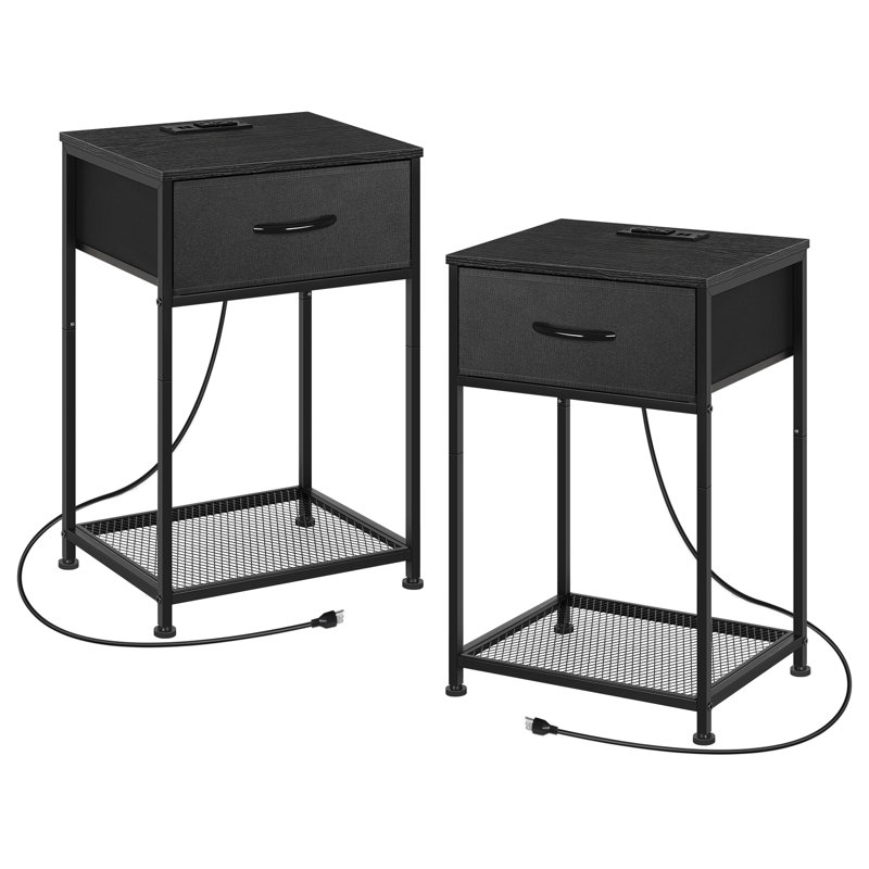 1-Ply Fabric Drawing Table with Plug 2-Pack-Black, Black