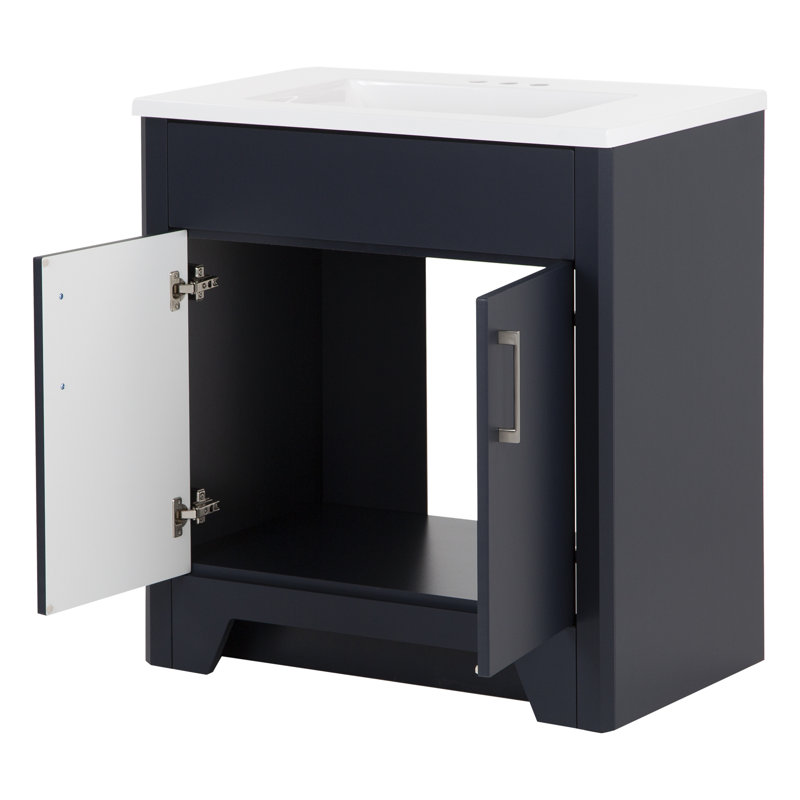 30.5" Single Bathroom Vanity With Cultured Marble Top, Deep Blue
