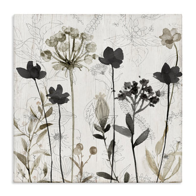 Abstract Overlapping Flower Sprigs Canvas Wall Art by Livi Finn