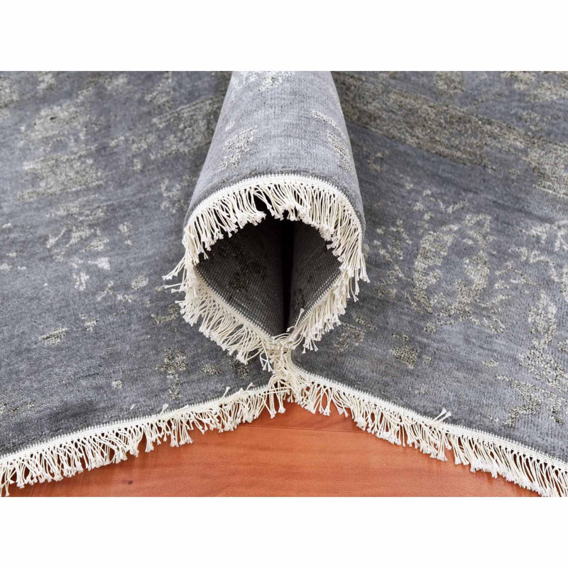 Tapis gris en laine et soie noué à la main 8 pi 10 po x 11 pi 8 po Davy DAE031825F314BBBB6A75B42BB970145