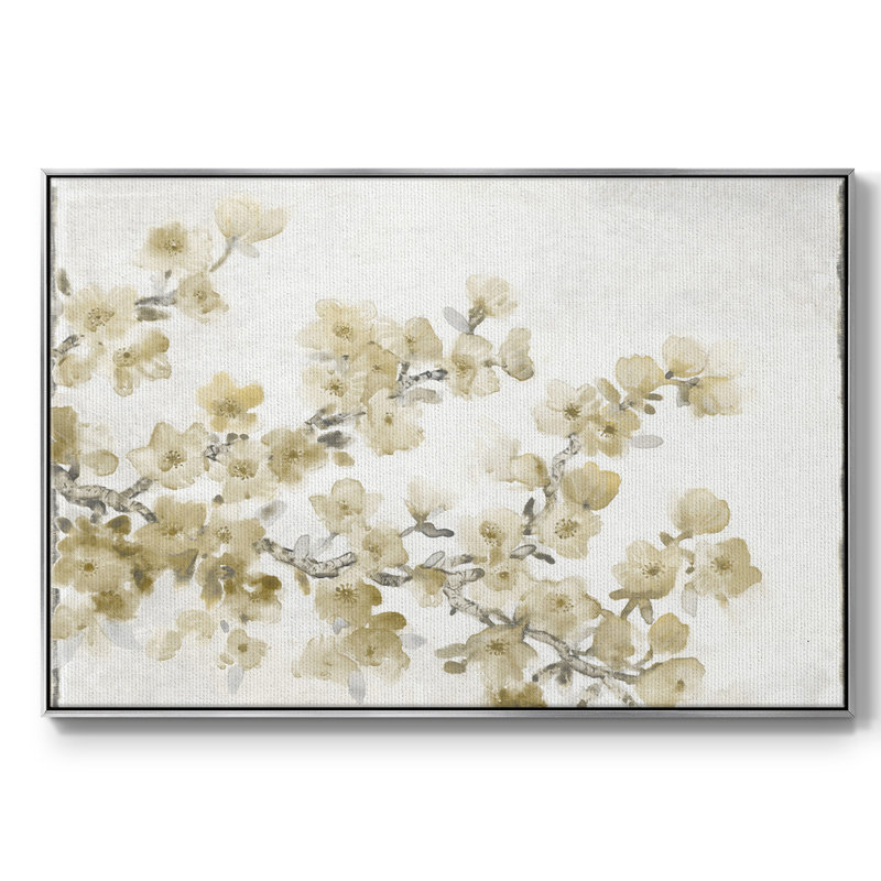 " Neutral Cherry Blossom Composition II ", 17" H x 25" W x 2" D, Silver