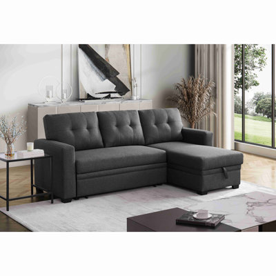 Convertible Upholstered Sectional Sofa With Pull-Out Chaise