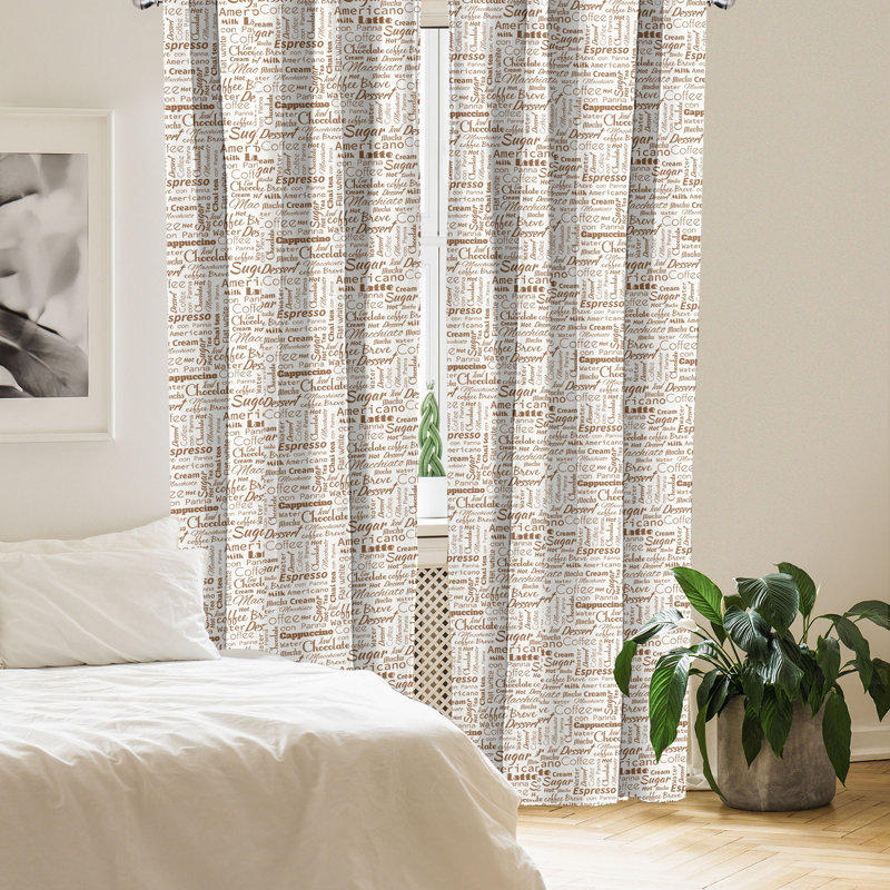 Rideaux 4 panneaux Ambesonne crème, café Americano, terre d'ombre et crème, L 56 po x L 95 po