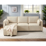 91.5 "Modern Luxury Upholstered Polyester Linen Modular Sofa, Living Room/Apartment, Easy To Assemble