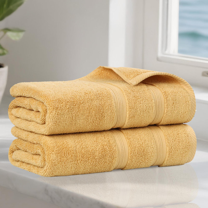 Smart Quick-Dry Zero Twist Cotton Bath Sheets, Set Of 2, Gold