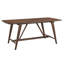 Table de salle à manger Manny avec base à tréteaux style pique-nique, bois de noyer 71 po