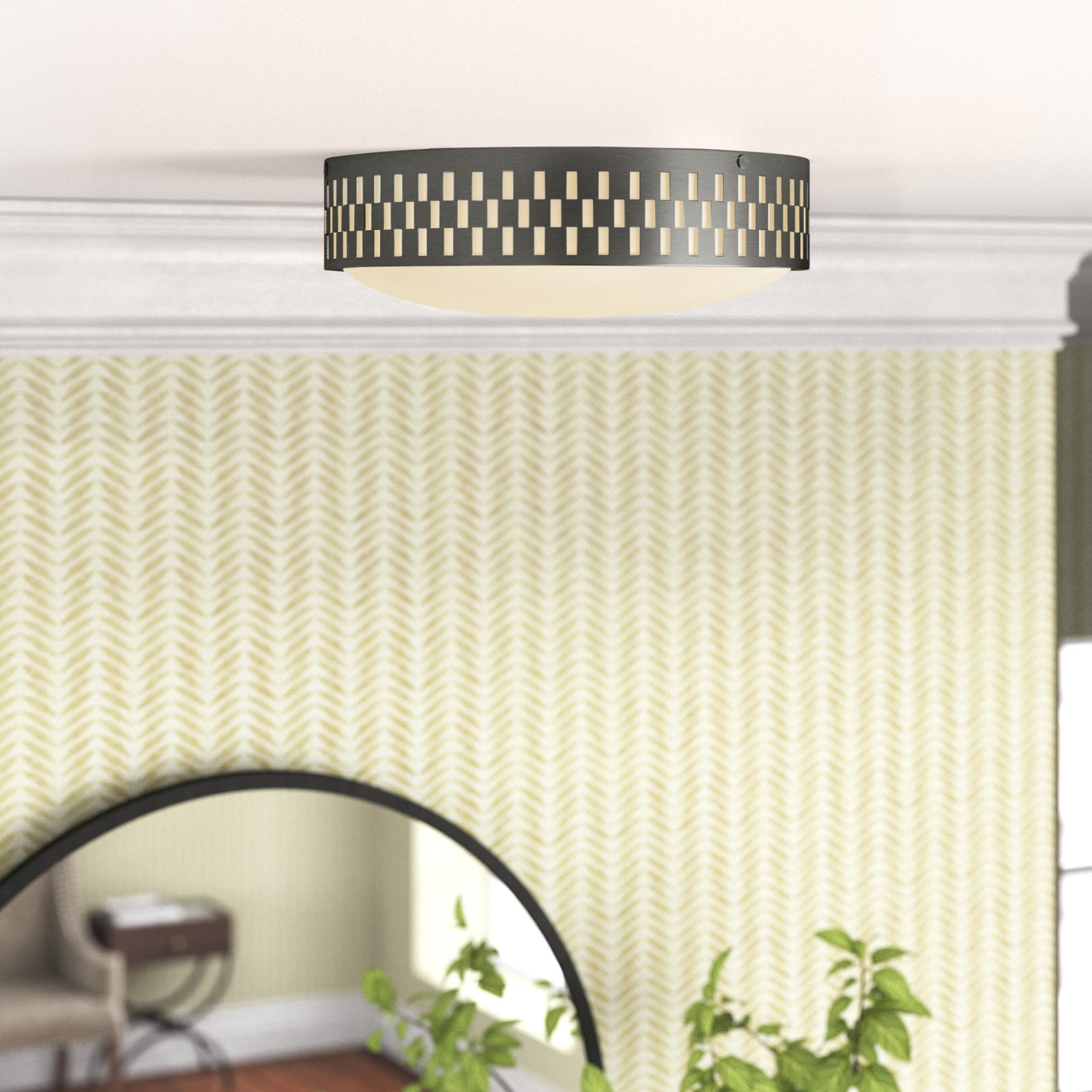 Maude 3 Light Glass Flush Mount, Old Bronze