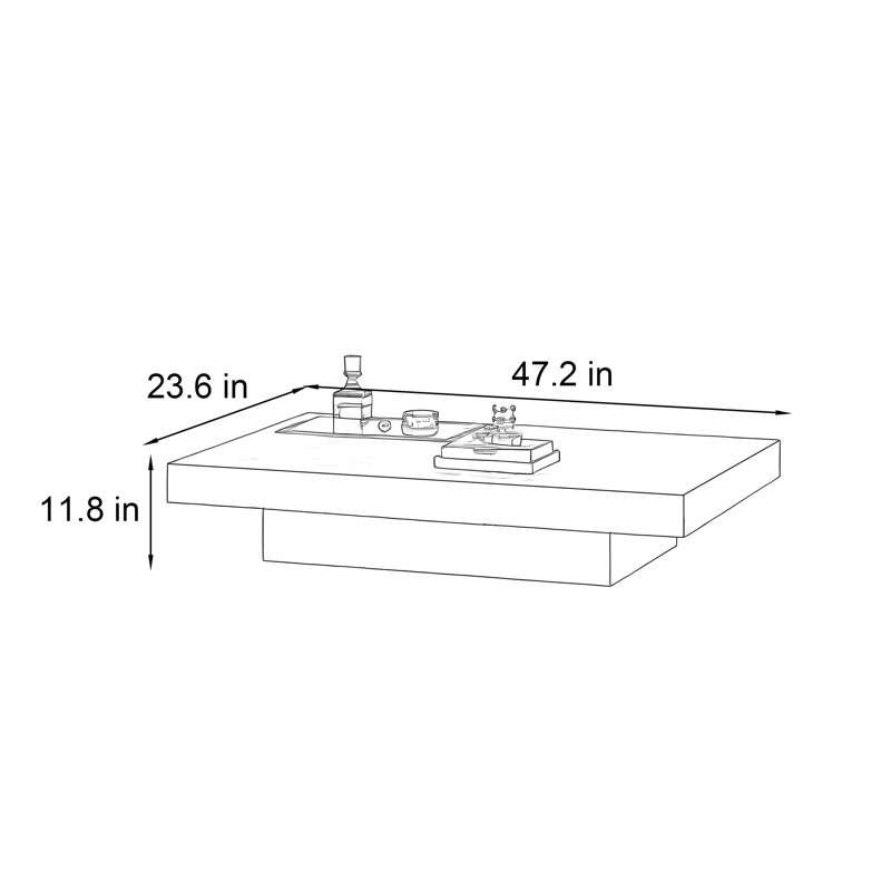 Table basse Luxury-lite rectangulaire en marbre, H 11,8 po x l 47,2 po x P 23,6 po