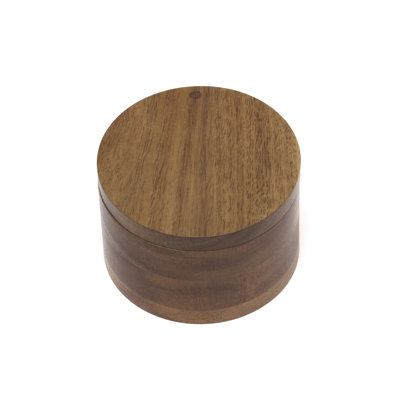 Acacia Divided Salt Box With Swivel Cover