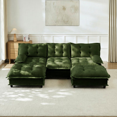 Canapé modulaire en forme de U 107 po avec 2 repose-pieds, canapé 3 places en chenille, sièges confortables, assemblage facile et canapé modulaire respirant, configurations flexibles