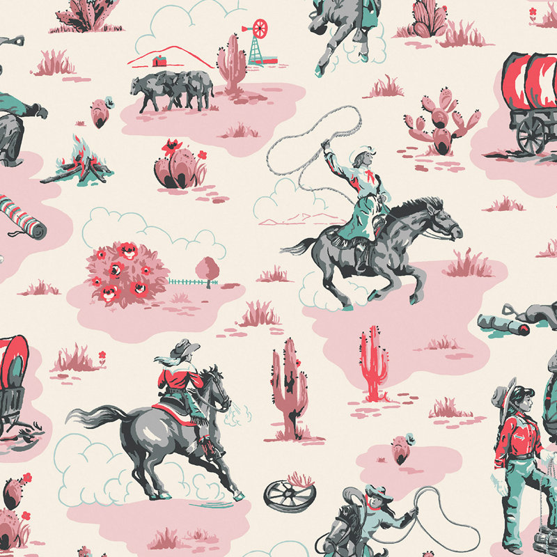 Cath Kidston Cowgirls Kids Wallpaper, Pink