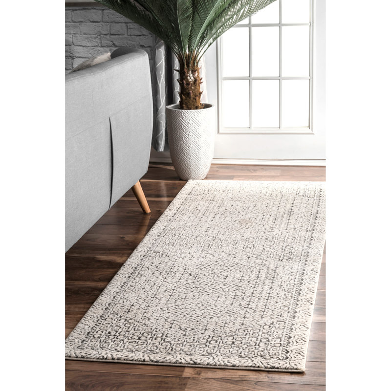 Zayan Moroccan Power Loom Performance Light Gray Rug, Runner 2'6" x 6'