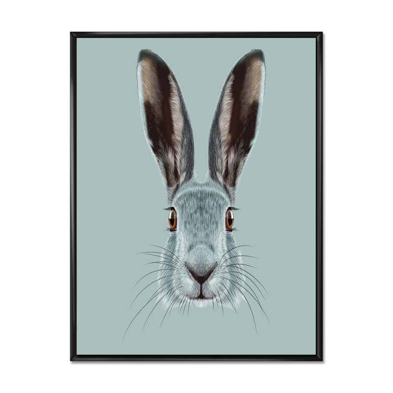 Portrait of Hare I - reproduction d'art sur toile traditionnelle, Cadre noir, H 21 po x l 12 po