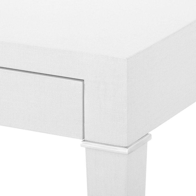 Claudette Writing Desk, White/Nickel