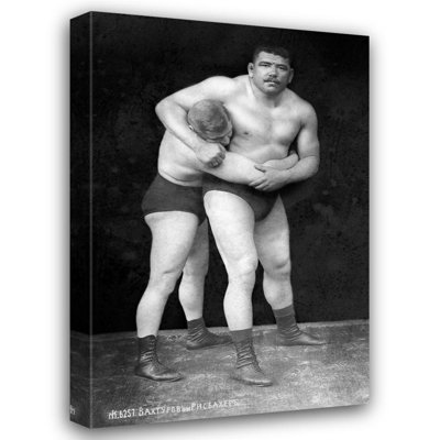 Alcott Hill® Vintage Wrestler Gallery Wrapped Canvas Art Titled: Wrestling Headlock