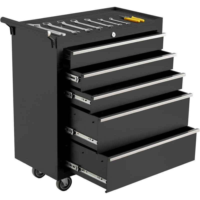 5 Drawers Tool Storage Cabinet, with Locking System & Drawer Liners