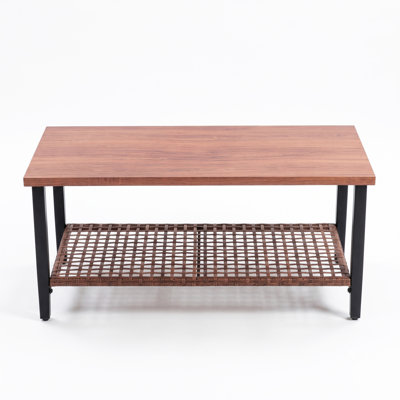 43'' Outdoor Coffee Table Metal Top with Storage Shelf