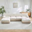 Canapé modulaire en velours 4 places avec capitonnage Chesterfield et jupe à pampilles-1392372577