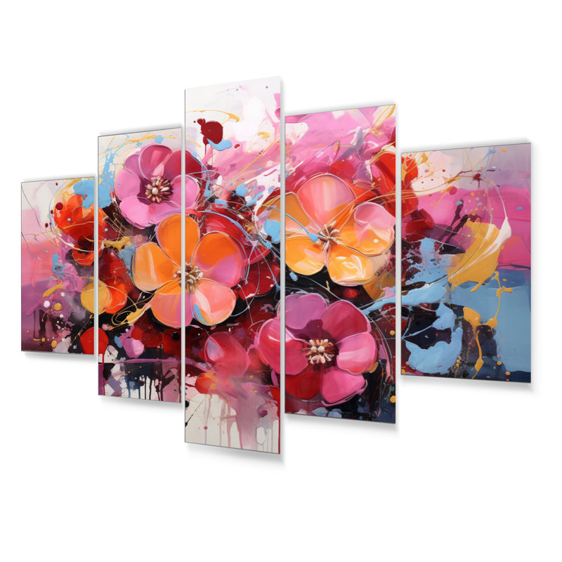 Ensemble de 5 décorations murales multicolores