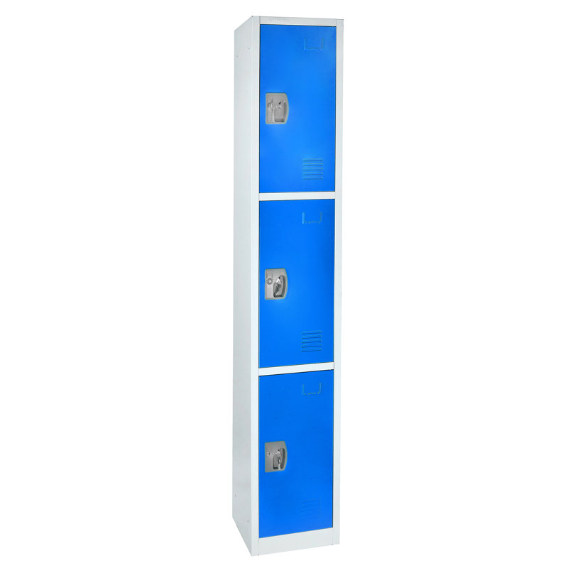 Casier 3 portes 72 po x 12 po x 12 po en acier à 3 portes avec serrure à clé - Rangement pour employés, étudiants, salle de sport, lieu de travail - Comprend des crochets, une ventilation et un porte-carte - Assemblage facile