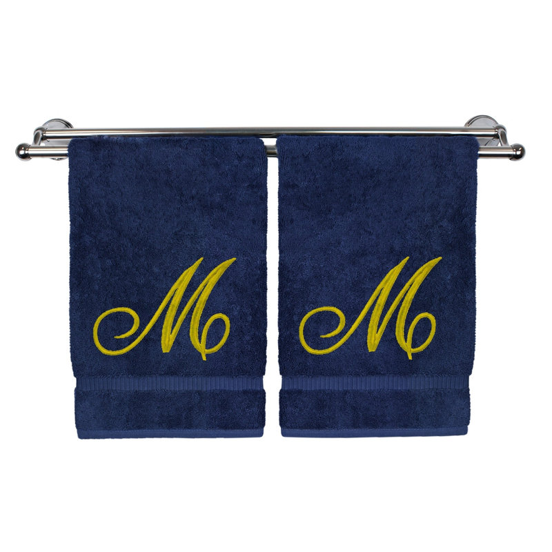 Super Plush Hand Towel, Navy/Gold, M