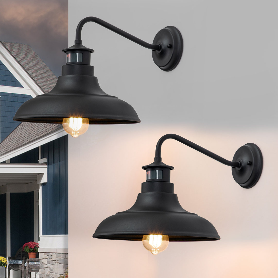 Fairmouth Motion Sensor & Dusk to Dawn 10.5"H Black Outdoor Barn Light (Set of 2) Sand & Stable™