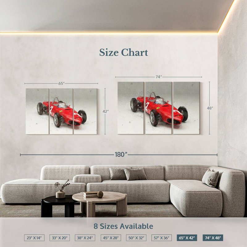Ferrari 156 Sharknose Car Three-Quarter View, 48" H x 74" W