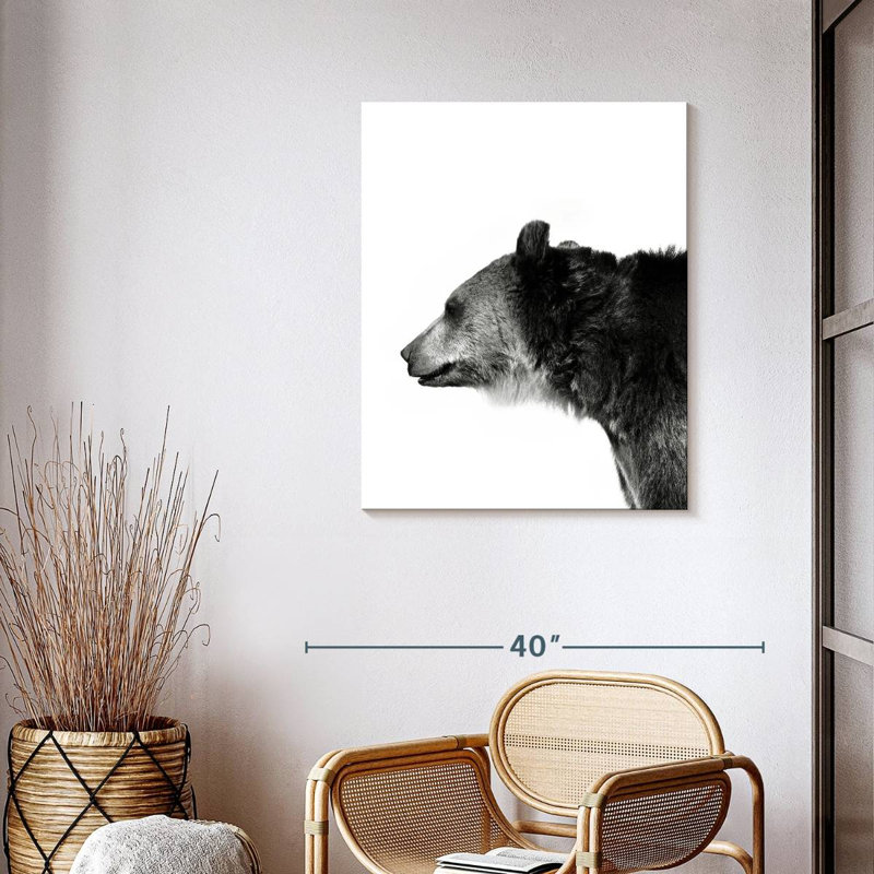 Tête d'ours monochrome, H 35 po x l 28 po x P 1,25 po