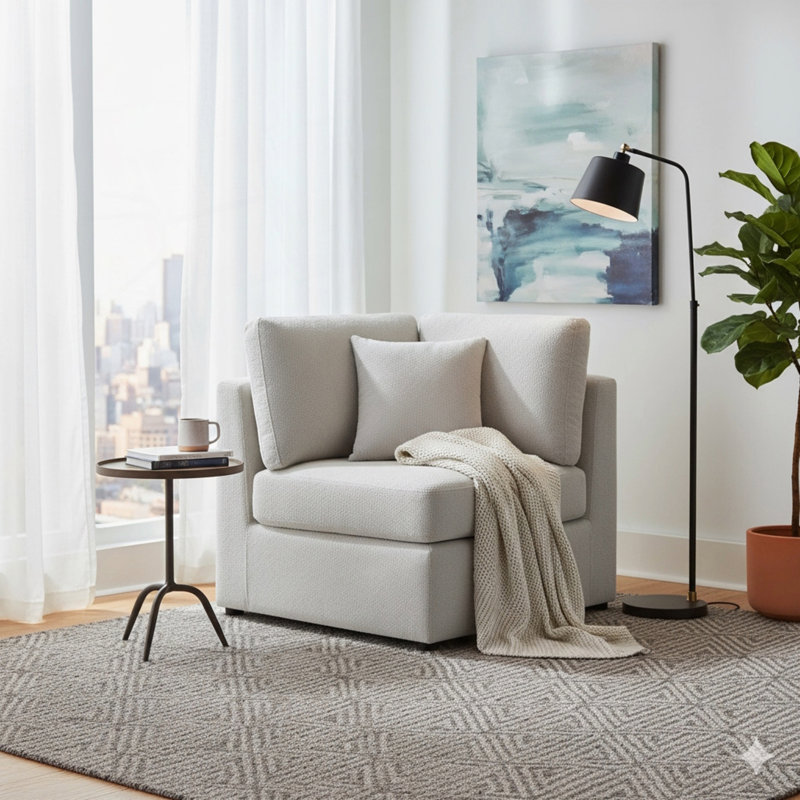 Chaise de coin Chauncy - Gris, Gris