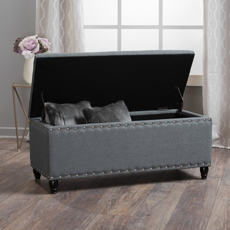 Repose-pieds Ridder avec banc et détails cloutés, Anthracite