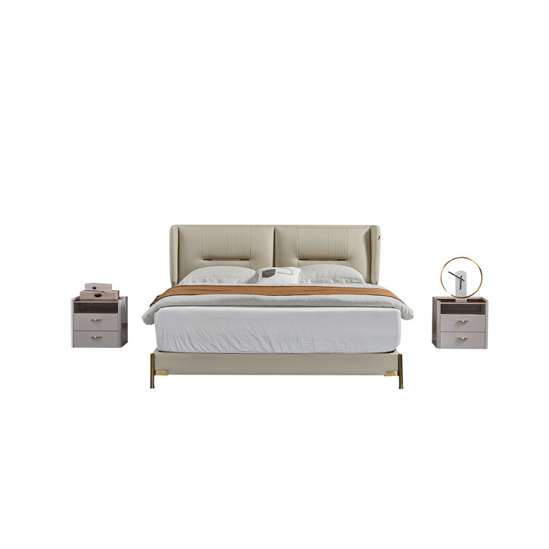 Glenside Leather Wingback Bed, King