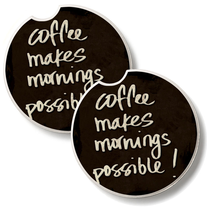 Coffee Makes Mornings 2 Pack Stone Car Coasters