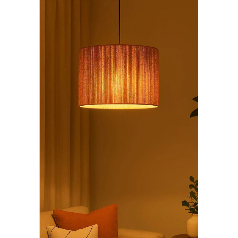 Lustre en métal écru à hauteur réglable, mesurant 11,8 po x 7,9 po | 1 x douille E27 (40 W maximum) | Conception élégante de la coiffe Rafia, parfaite pour le salon et la salle à manger | IP20, solution d'éclairage de maison élégante