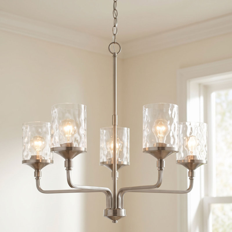 Colton Dimmable Classic / Traditional Chandelier, Brushed Nickel, 5