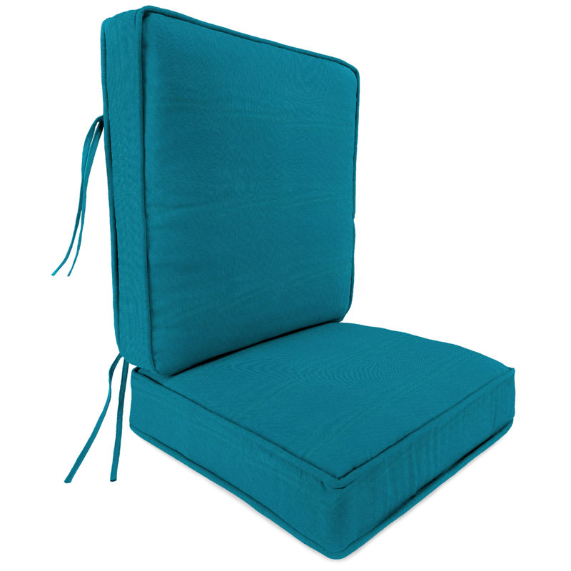 22 in x 45 in Outdoor Deep Seat Cushion Set with Ties, Canvas Turquoise