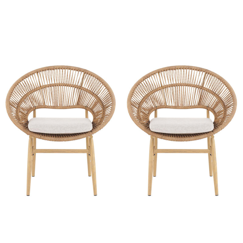 Chaise de salle à manger Cyril, Beige / teck