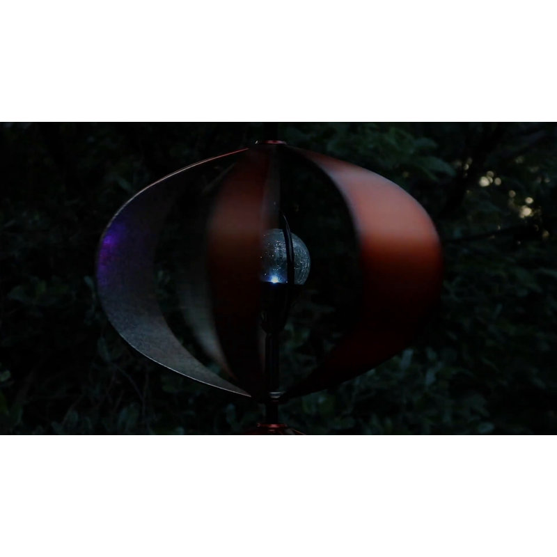 Bronze and Silver 15' Solar LED Wind Spinner with Crackle Glass Orbs