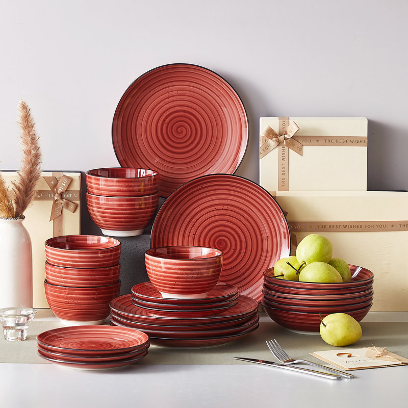 Bonbon 48 Piece Dinnerware Set, Service for 12 , Red