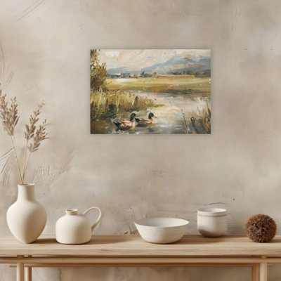 Duck Pond Unframed Canvas Wall Art  24" X 20"