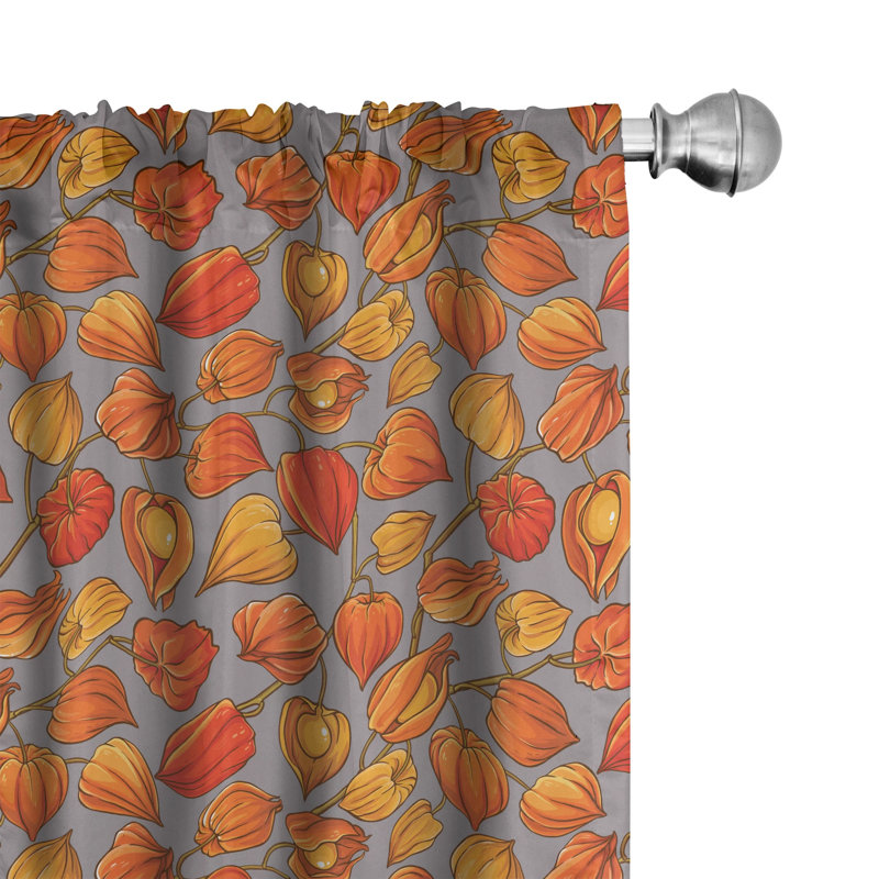 Fall/Autumn Semi-Sheer Rod Pocket Curtain Panels, 28" x 84"