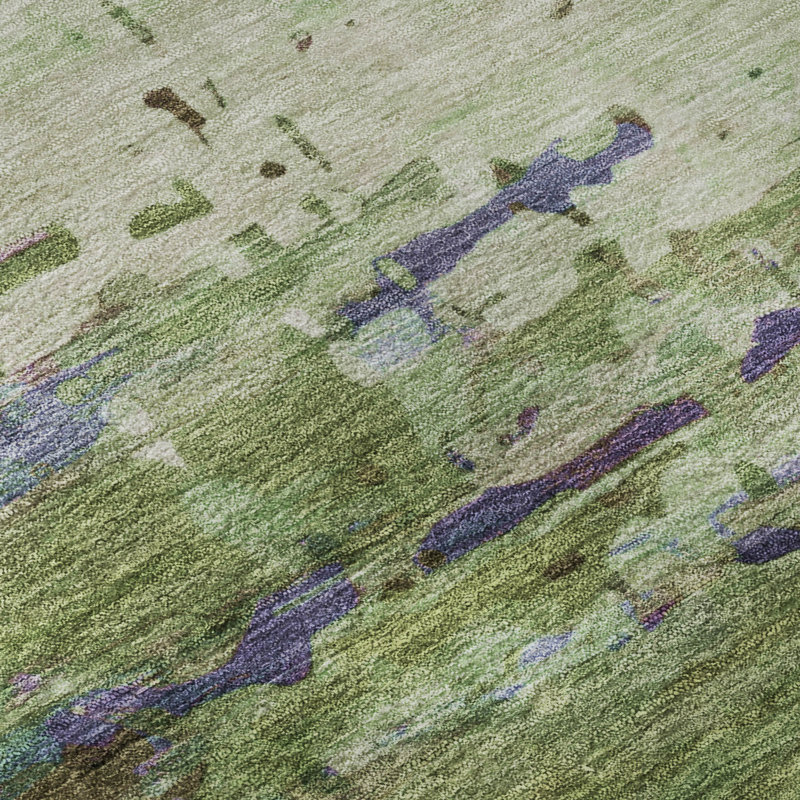 Premium Machine Washable Mayfield AMF2035 Abstract Rug, 8' x 10', Green