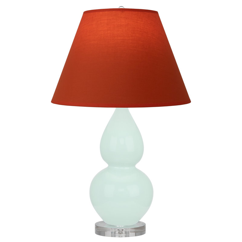 Petite lampe d'appoint à double gourde, Menthe glacée, Tangerine avec doublure taupe