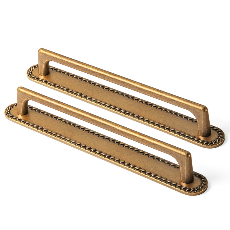 Classical Cabinet Bar Pull With Backplate Multipack, 7 5/6", Antique Brass