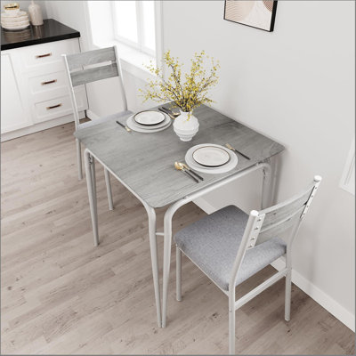 Dining Table for 2 Space Saving Square Dinette for Kitchen Dining Room Small Space wSteel Frame 3 Piece Kitchen Dining Room Sets for ApartmentS Dining Table for 2 Space Saving Square Dinette for Kitchen Dining Room Small Space wSteel Frame 3 Piece Kitchen Dining Room Sets for ApartmentS