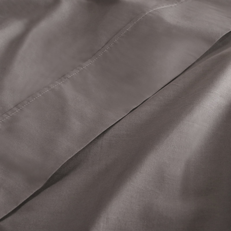 Ensemble de draps en coton tissé 300 fils Percale, Ensemble de draps pour très grand lit 4 pièces, Gris
